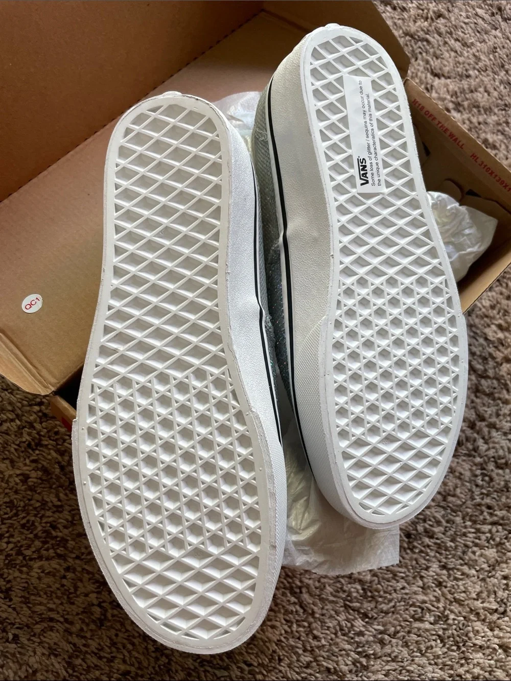 Vans Micro Sequins Silver Authentic,8 US Women's Low-Top Sneakers